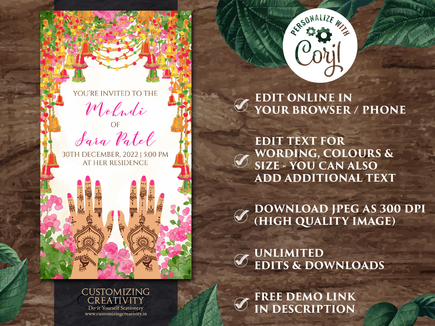 Mehendi invitations, Mehndi invitations as Mendhi invites, Henna Party invites Mehndi Invites, Mendhi Night invites & Digital Mehndi invites