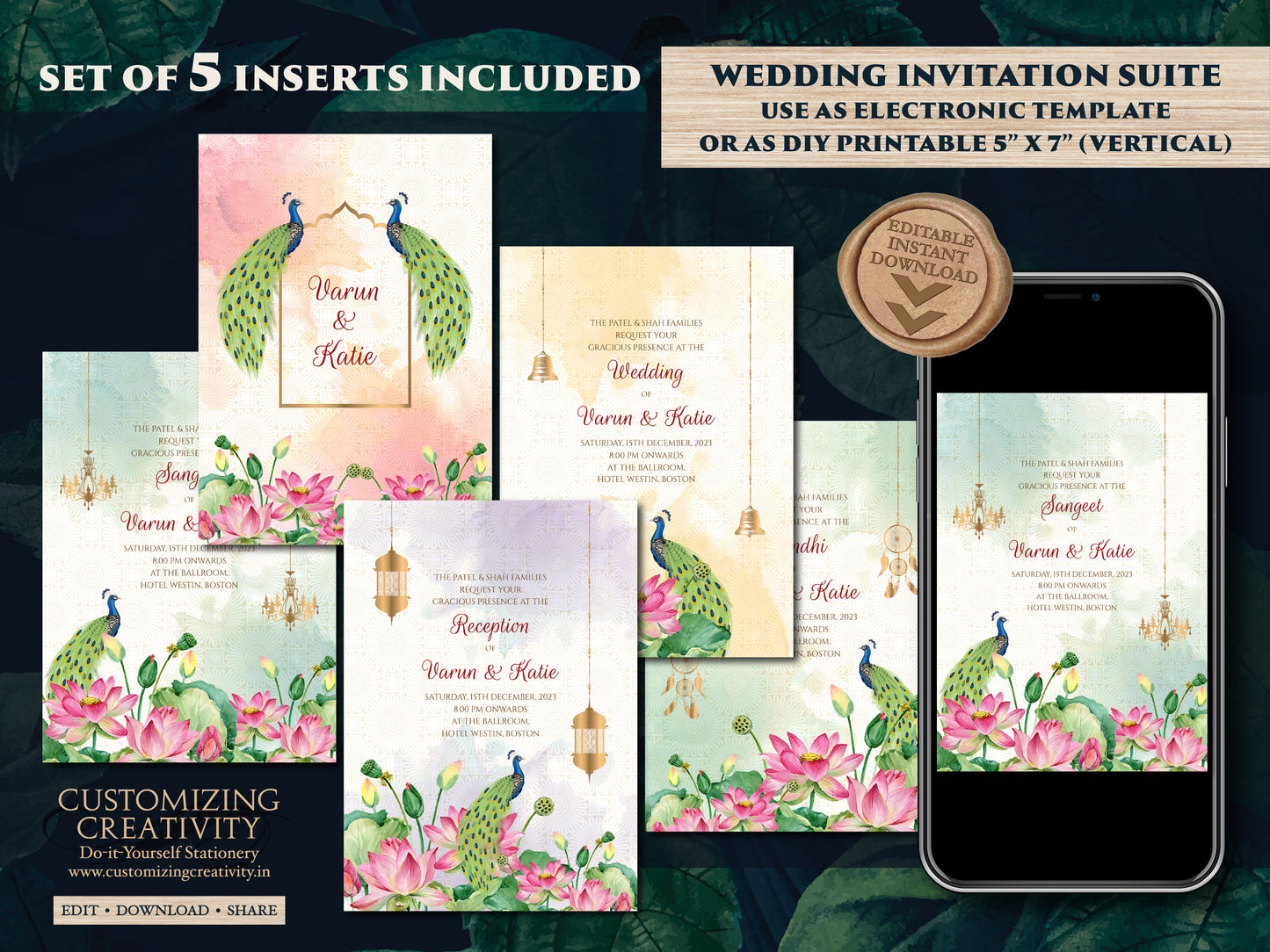 Wedding invites Peacock & Peacock invitation Indian wedding card, Indian wedding invites as Hindu Wedding Invitation, Peacock Wedding invite