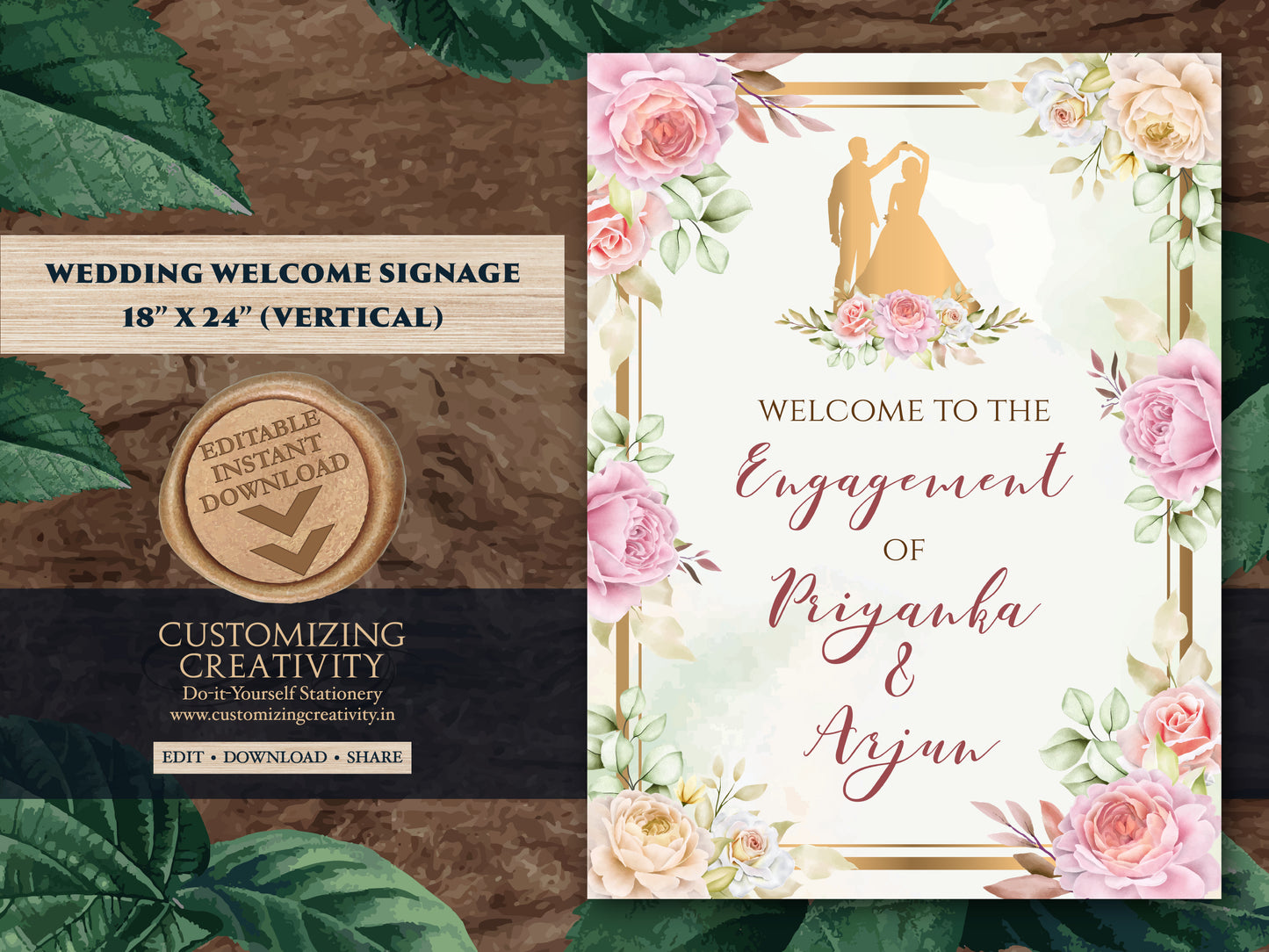 Ring Ceremony sign & Indian Engagement Sign, Engagement Welcome sign as Ring Ceremony Welcome Signs, Welcome Engagement sign as Roka signs