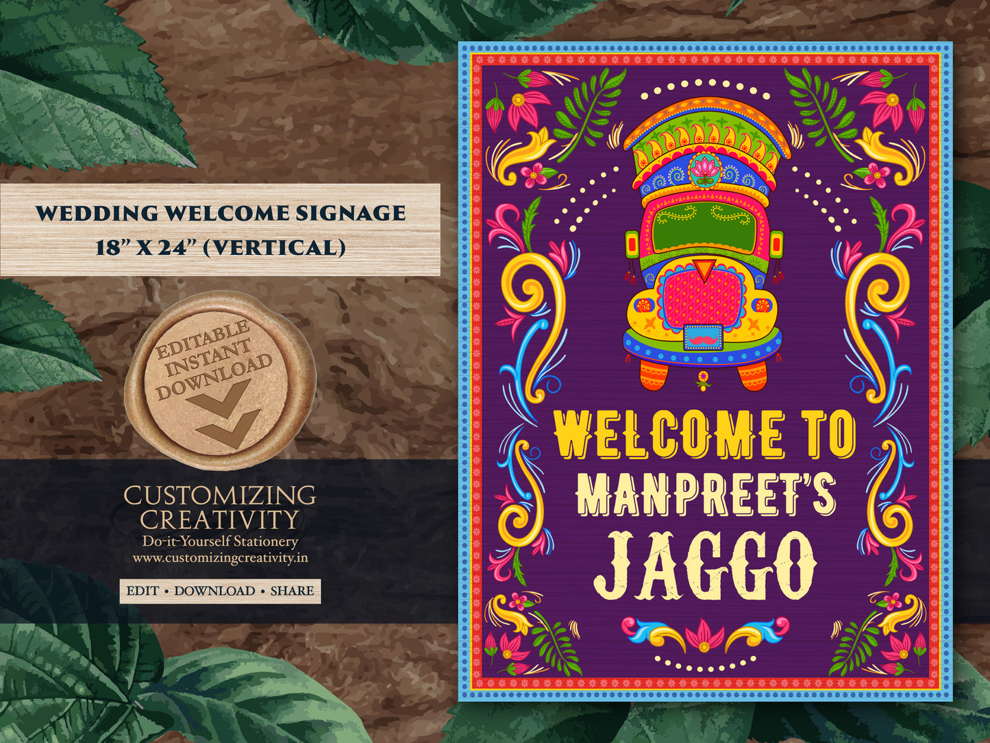 Jaggo Welcome Signs as Punjabi Art sign decor, Jaggo signs Indian Truck Art signage as Bollywood Poster sign, Jago sign as Bollywood signs