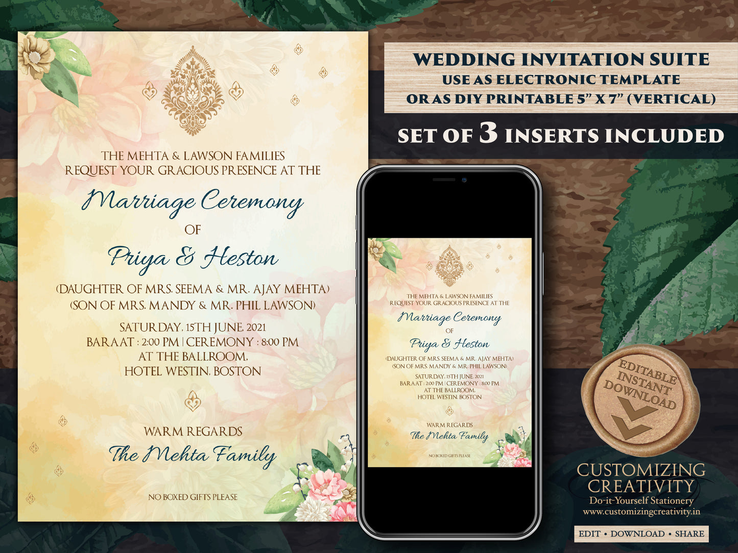Sikh Wedding invitations as Punjabi Wedding invitations, Digital Punjabi Invites Electronic Indian & Anand Karaj Ceremony Gurudwara invites