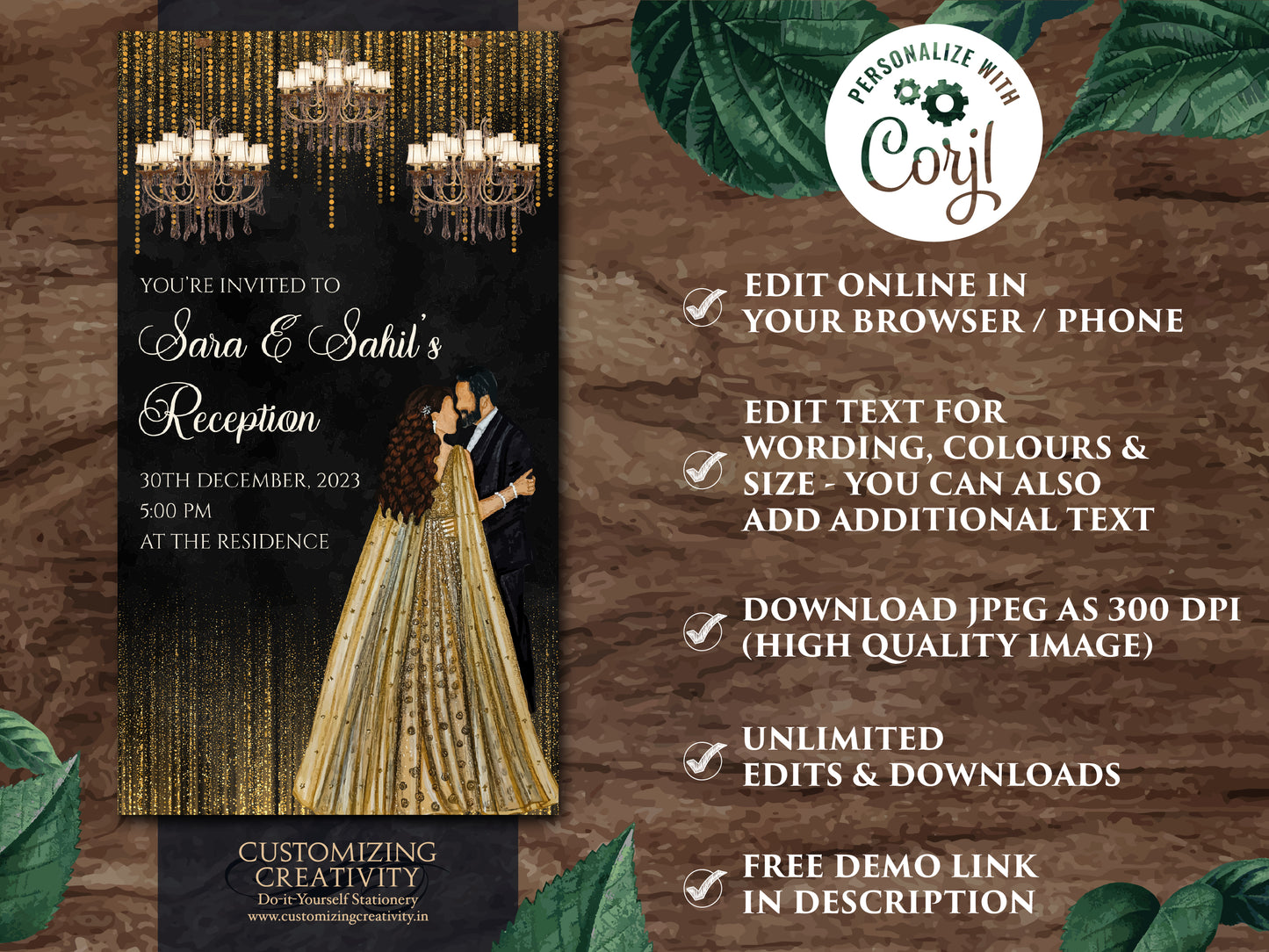 Reception invites & Digital Reception card, Indian Reception invitation as Indian Wedding card, Indian invitations as Indian Wedding invites