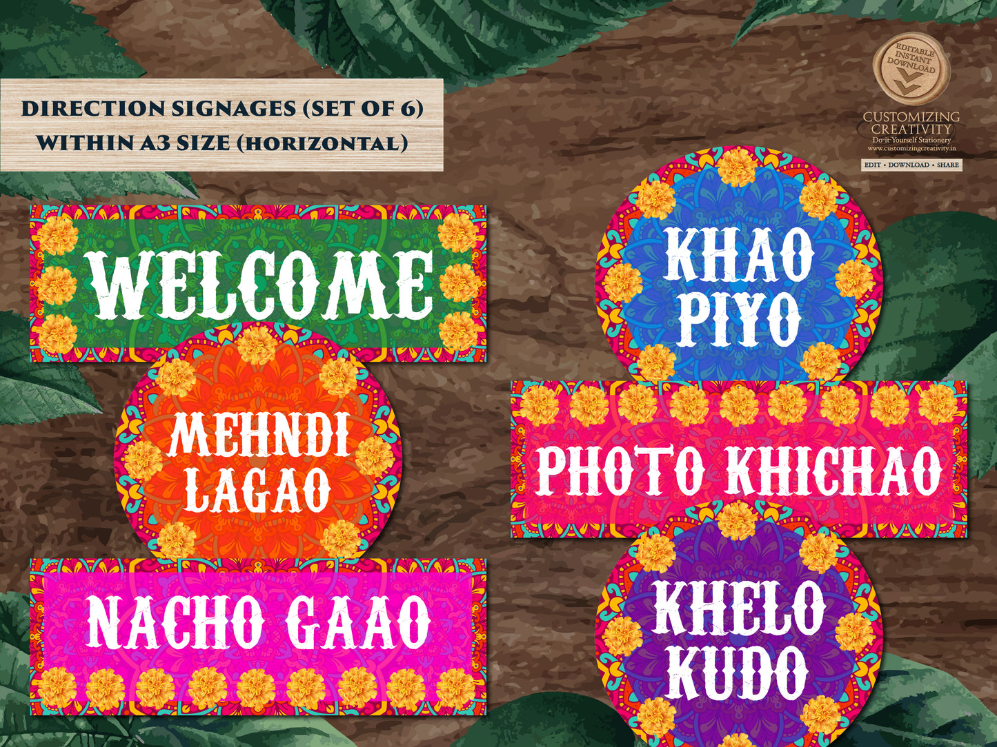 Mehendi decor signs as Indian wedding decor, Mehndi decor & Mehndi Signs, Mehndi Welcome signs as Dholki decor, Haldi decor as Sangeet decor