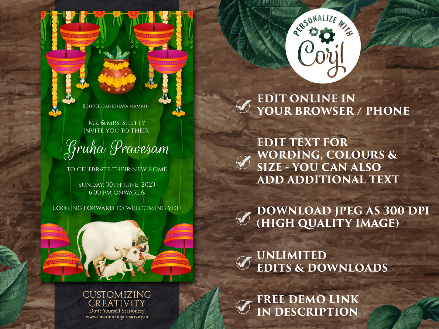 Griha pravesh invite as Gruhapravesam invitation, Pooja invite as Gruha pravesh invite, Housewarming invite & Indian Housewarming invitation