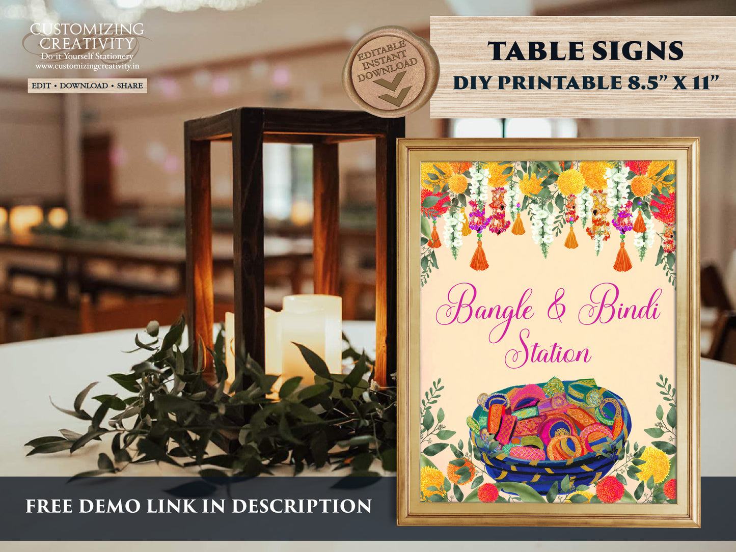 Bangle station signs Bindi Bar signs, Bindi station sign Bangle bar sign Mehndi decoration, Mehndi decor as Haldi decor & Food station sign