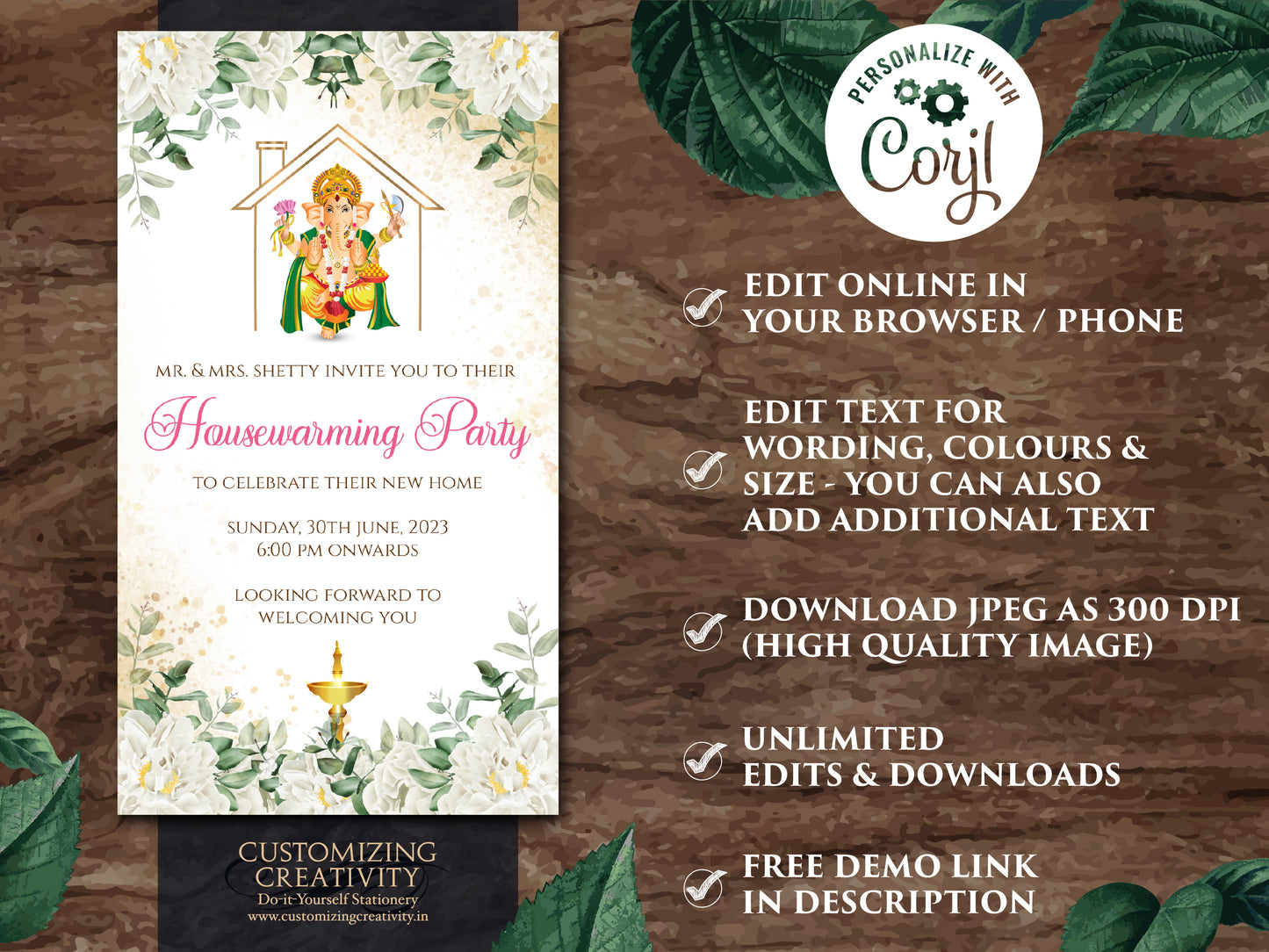 Housewarming party invites & Ganesh invitations, Indian Housewarming invites as Ganesha invites as New home invites Housewarming invitations