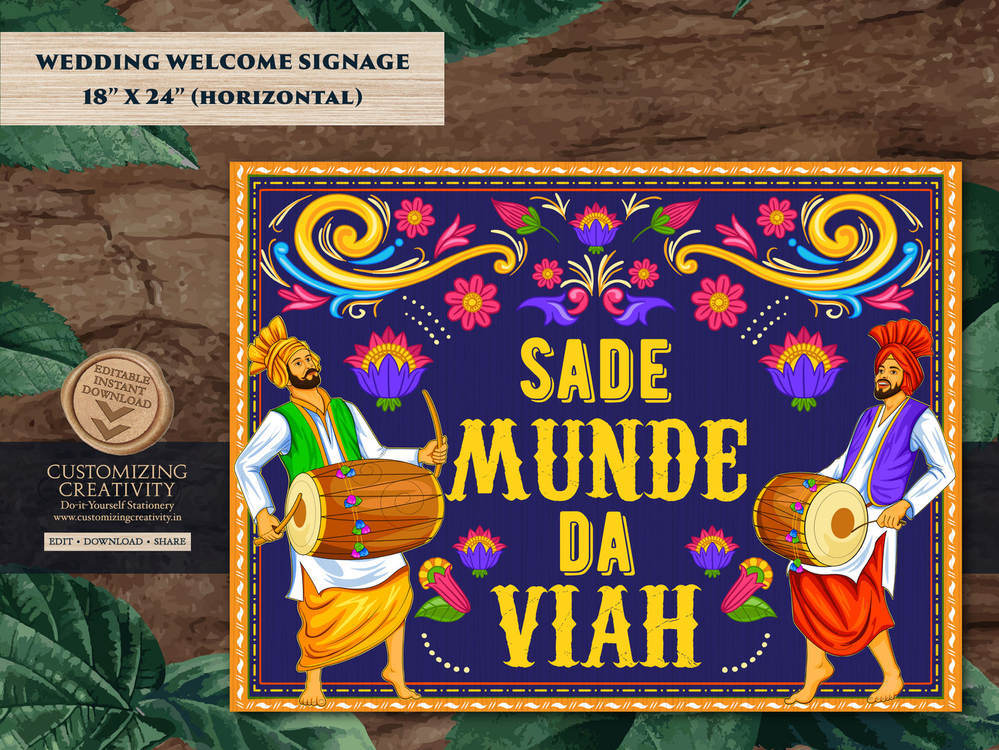 Sade Munde da Viah Punjabi Wedding sign, Viah wala ghar Sikh Wedding Welcome sign & Punjabi Welcome sign as Punjabi Wedding welcome sign