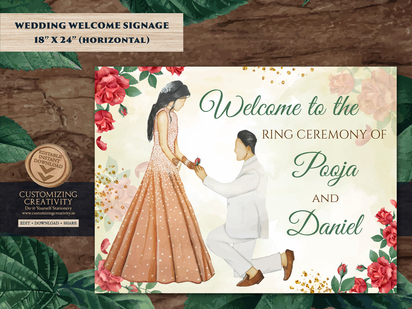 Welcome to our Engagement Sign & Indian Ring Ceremony Easel signage, Welcome board Engagement Welcome signage as Ring Ceremony Welcome Signs