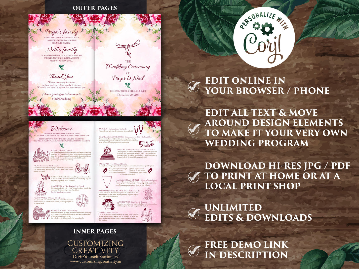 Hindu Ceremony program as Shaadi Program infographics Hindu wedding, Hindu Wedding Program as Indian Wedding Program printable Pheras guide