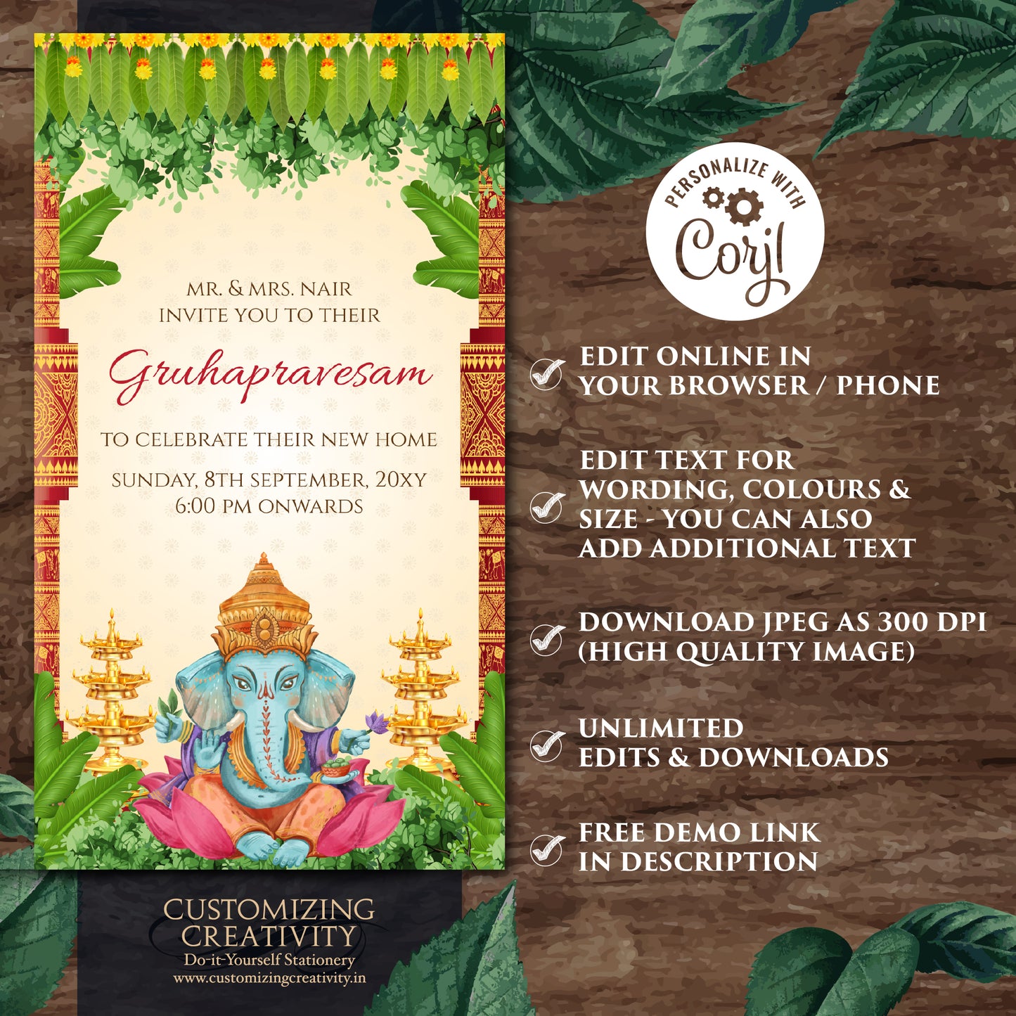 Gruhapravesam invite Grihapravesh invitation, Tamil Housewarming invite & Digital Indian Housewarming invitation Gruhapravesham invite