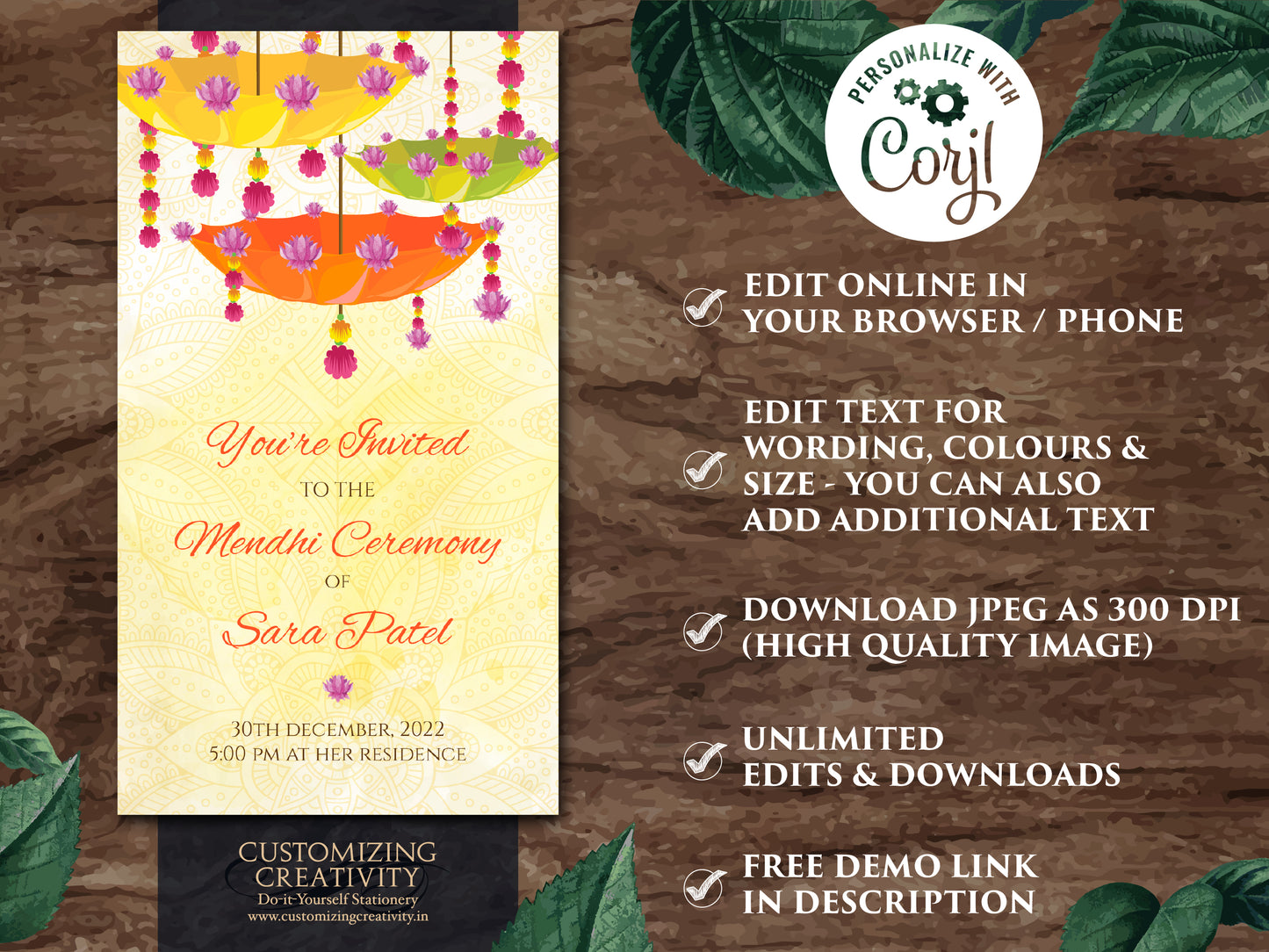 Henna Night invitations Electronic DIY & Digital Mehndi invites, Mehndi invitations, Mendhi invites as Henna Party invites, Mehndi Invites
