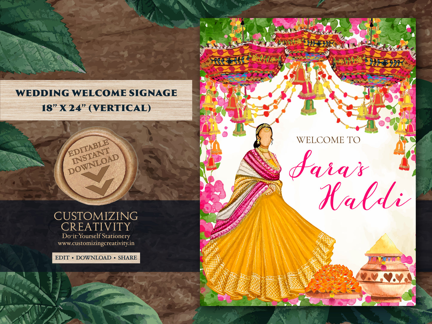 Haldi Welcome signs & Haldi decoration, Haldi Signs as Haldi decor, Welcome sign for Haldi as Pellikuthuru Sign, Welcome to Pithi signages