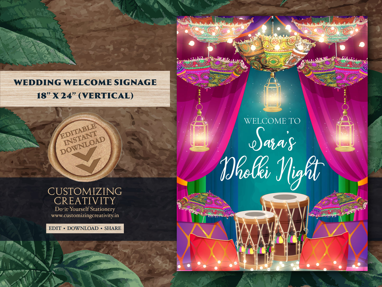 Dholki Welcome Signs as Dholak Welcome signs, Muslim Dholki Decor signs & Dholki Night Signs, Dholak Night signs as Punjabi Dholki signs