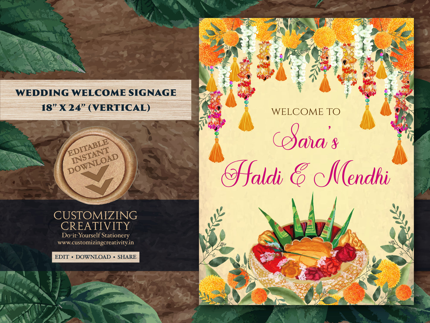 Haldi Welcome Signs & Mehndi decor signs, Haldi decoration, Mehndi posters as Welcome to Haldi Sign, Mehndi Welcome sign as Mehendi signs