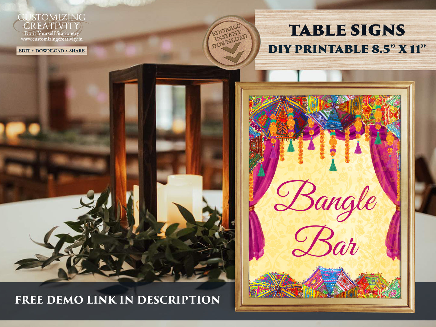 Bangle Bar signs Dholki decoration, Desi Wedding decor Bangle ceremony & Henna station sign, Mehndi decor as Dholki decor, Food station sign