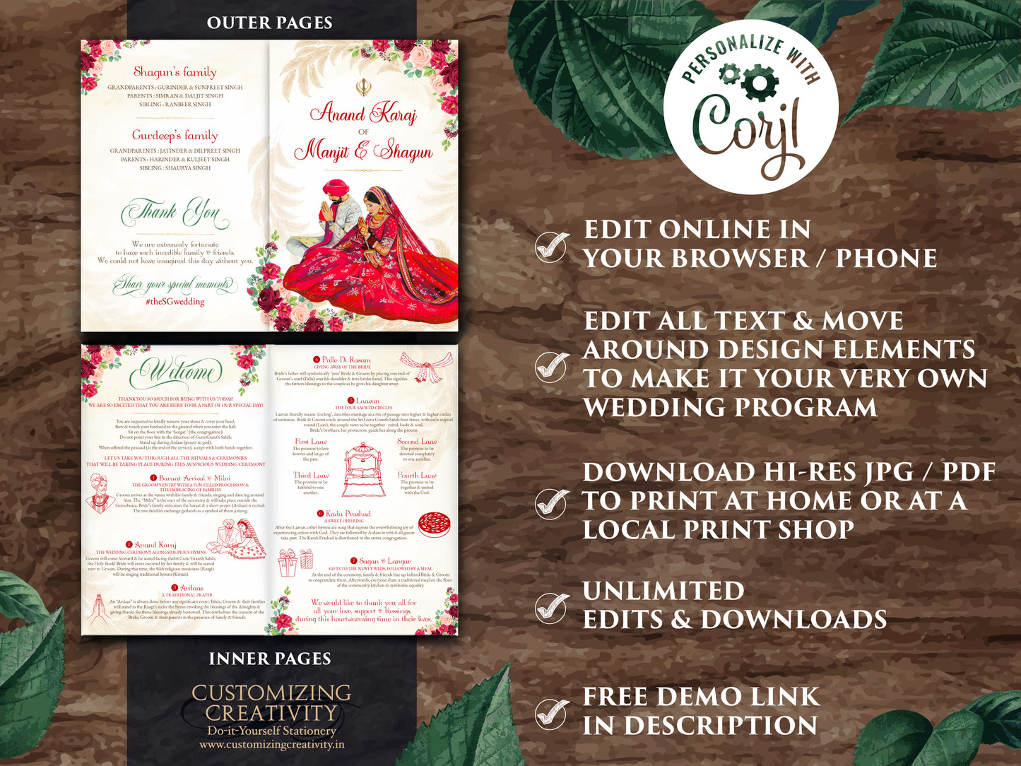 Sikh Wedding guide & Sikh ceremony programs Punjabi, Sikh wedding programs Anand Karaj guides, Sikh ceremony guide Anand Karaj Program Sikh