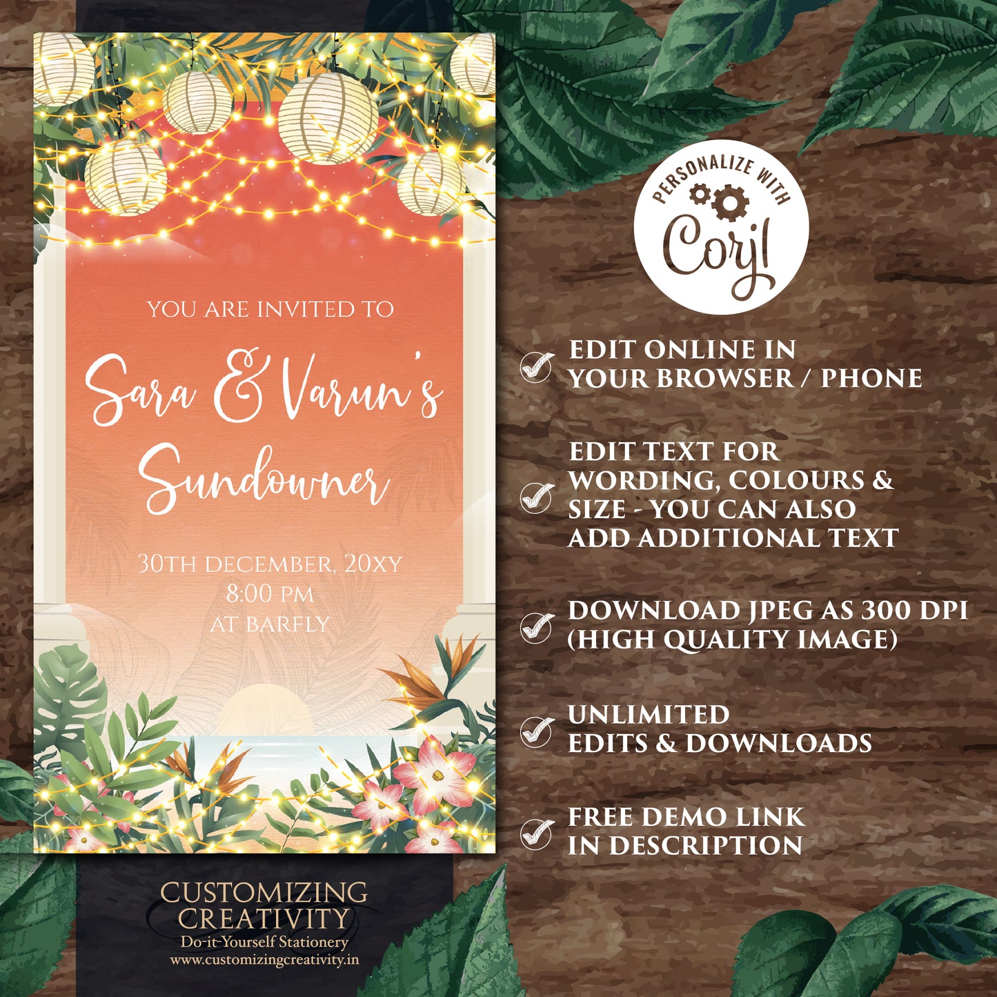 Indian Wedding After Party invite Digital Wedding Cocktail invite, Indian Youngsters Party invite & Digital Indian Cocktail Party invitation