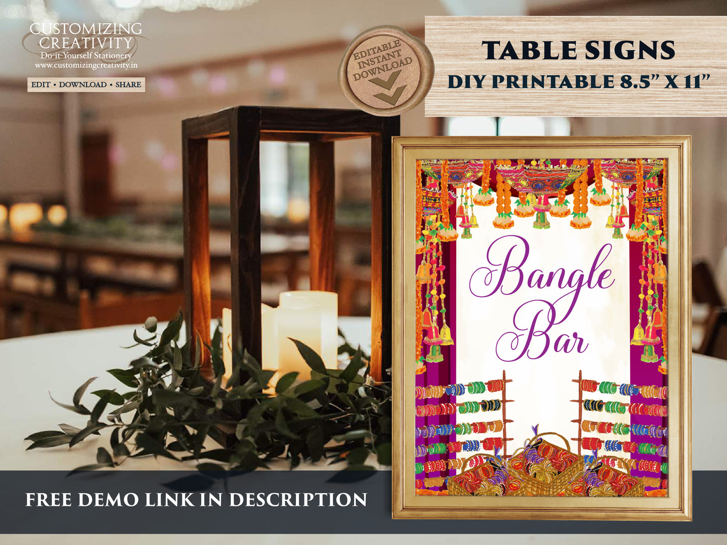 Bangle Bar signs Desi Wedding decor, Bangle decoration & Henna station sign Dholki decor, Mehndi decor as Dholki decor, Bindi station sign