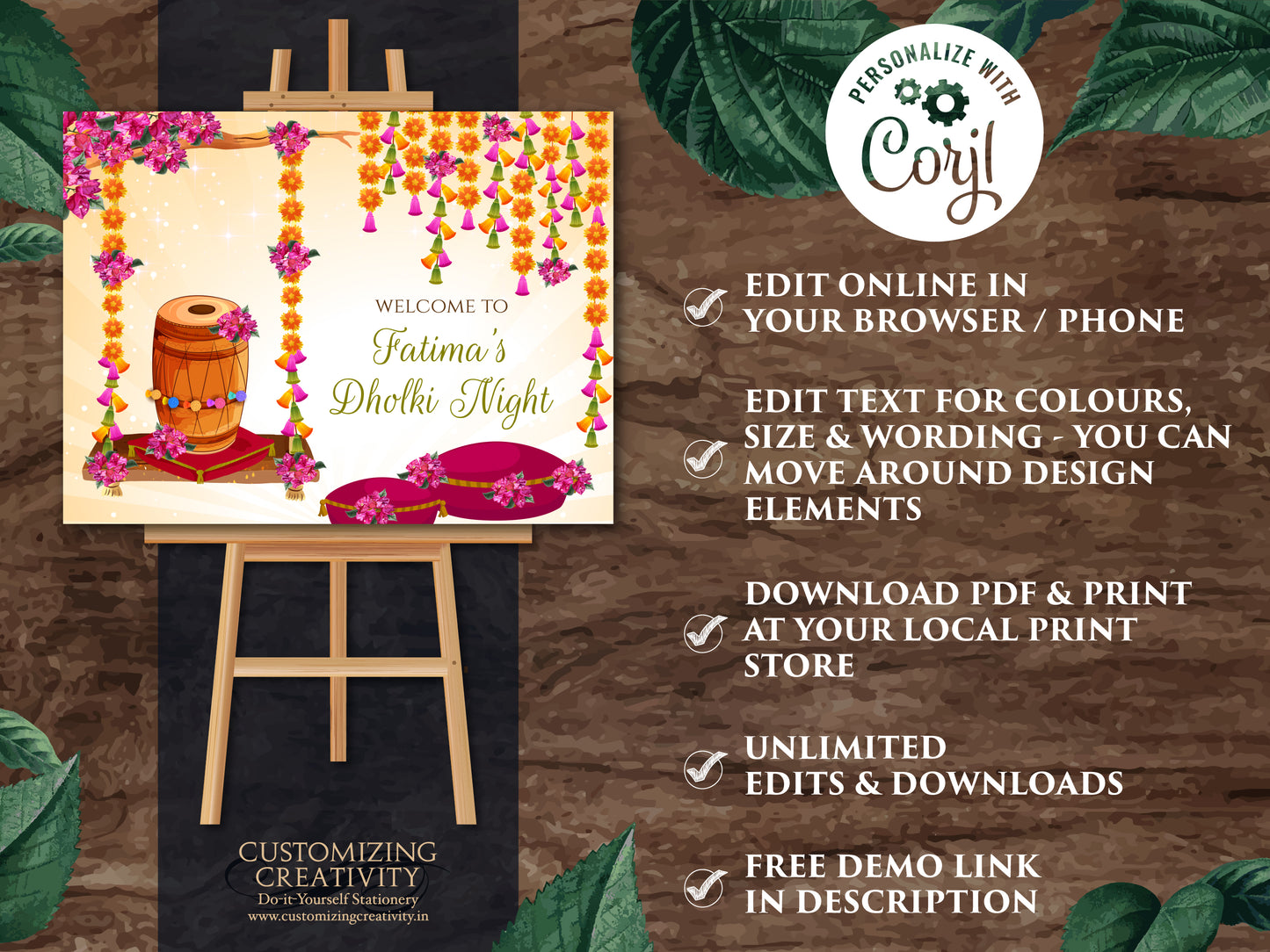 Dholki decoration as Dholki Welcome Sign, Dholki Decor & Dholki sign, Mehndi Welcome sign as Mehndi sign, Mendhi sign as Mendhi welcome sign