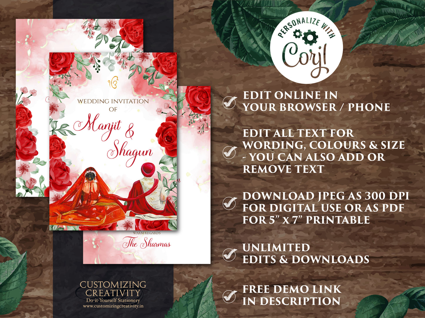Sikh Wedding Invite & Indian Wedding cards, Anand Karaj cards Sikh as Sikh invitations Indian, Anand Karaj invitation as Punjabi invitations