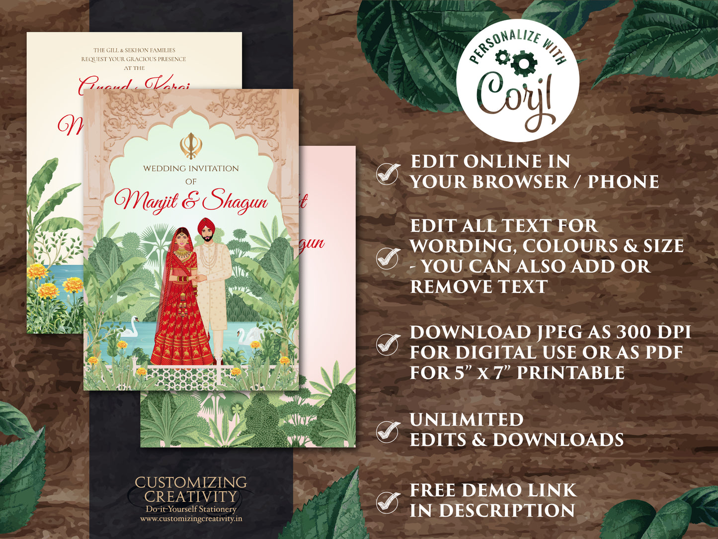 Sikh Wedding invitation Punjabi wedding card, Sikh wedding card & Punjabi Wedding invitation, Indian wedding invitation Sikh wedding invite