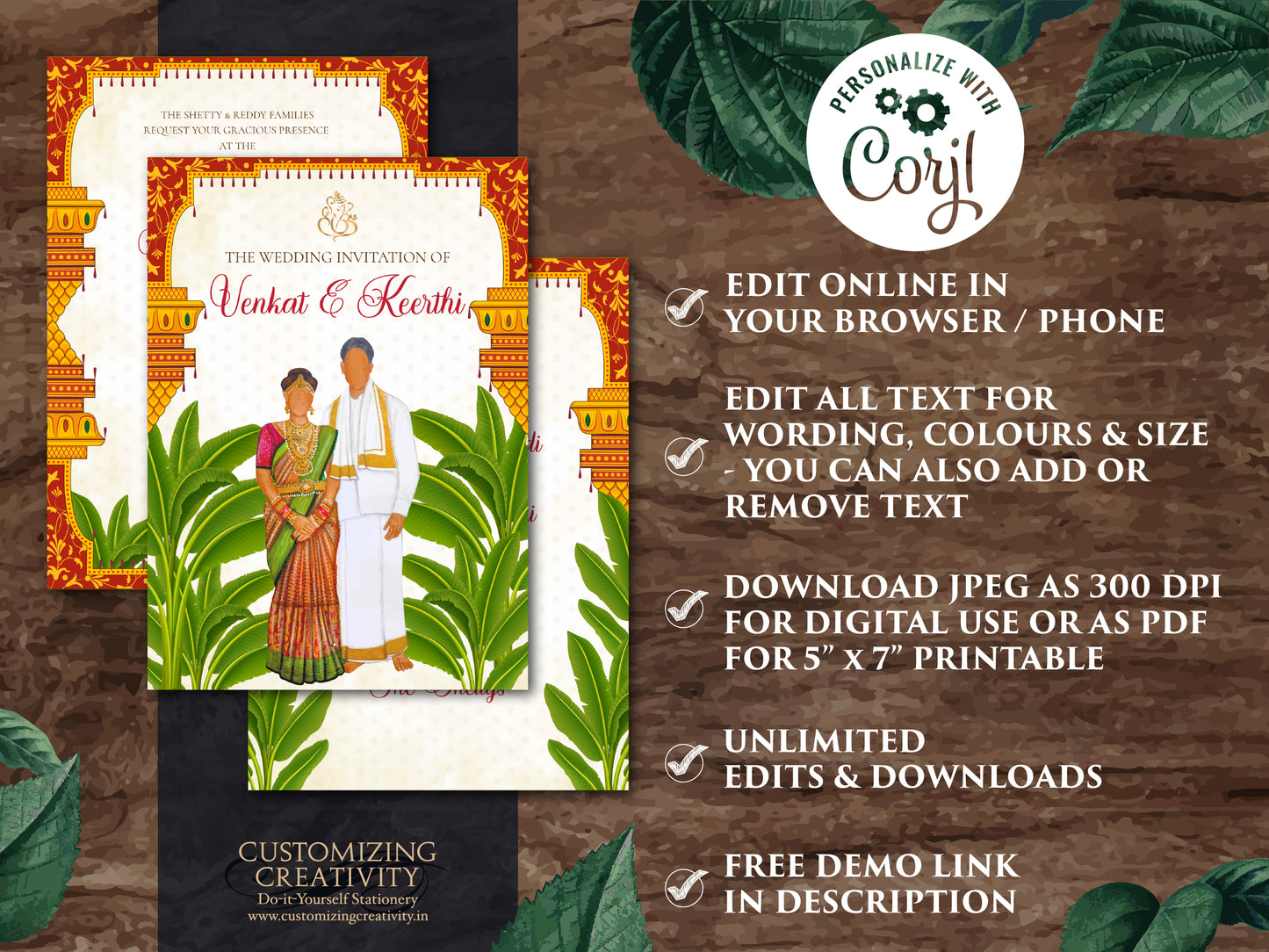 Tamil Wedding cards as Tamil wedding invitation, South Indian Wedding invitation & Tamil Wedding invite, Telugu Wedding invitation Indian