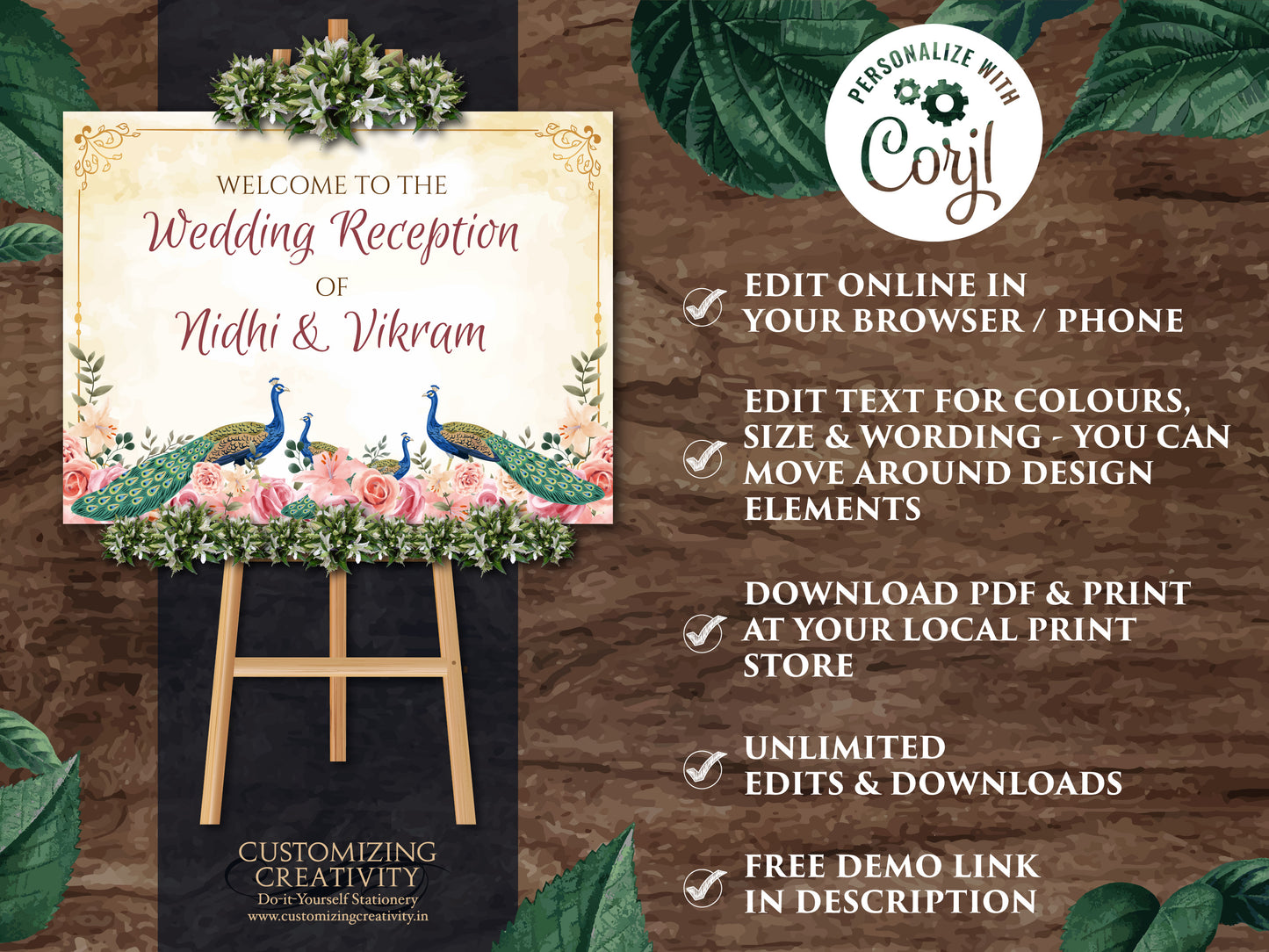 Sikh Wedding Welcome Signs as Peacock Welcome Signage, Indian Wedding Signs Anand Karaj as Punjabi Welcome Sign Peacock decor Sikh Welcome