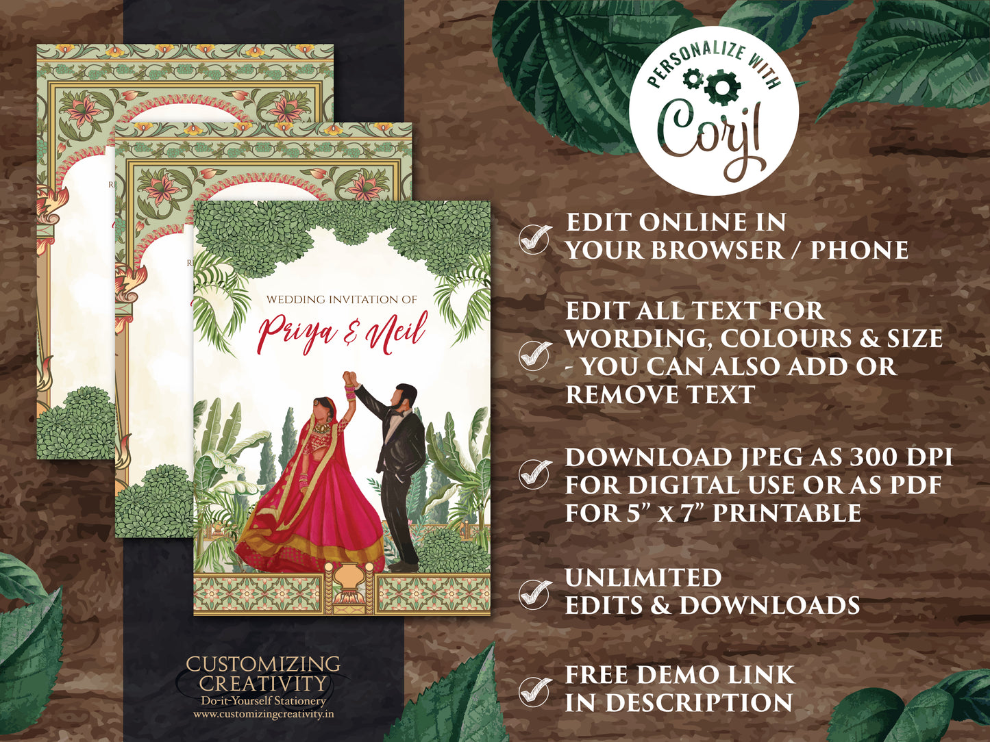 Indian wedding invitation Hindu Wedding invite, Digital Indian cards Hindu Wedding cards, Hindu invitation & Hindu Wedding Invitation Indian