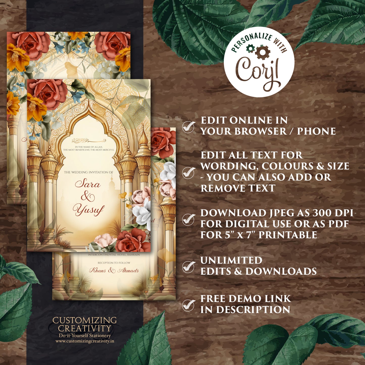 Digital Nikkah invitations Muslim wedding Invites, Digital Islamic Wedding Invitations & Muslim wedding cards as Digital Nikkah invites