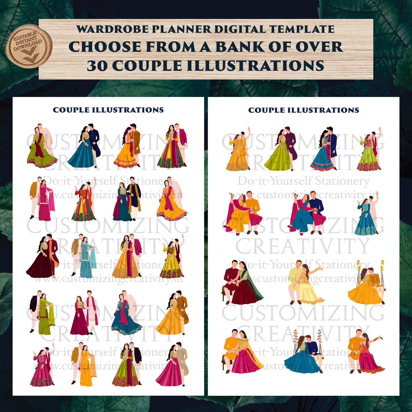 Indian Wedding Wardrobe Planner Hindu Wedding Program, Indian Wedding Program & Indian wedding itinerary as Digital Indian wedding Timeline