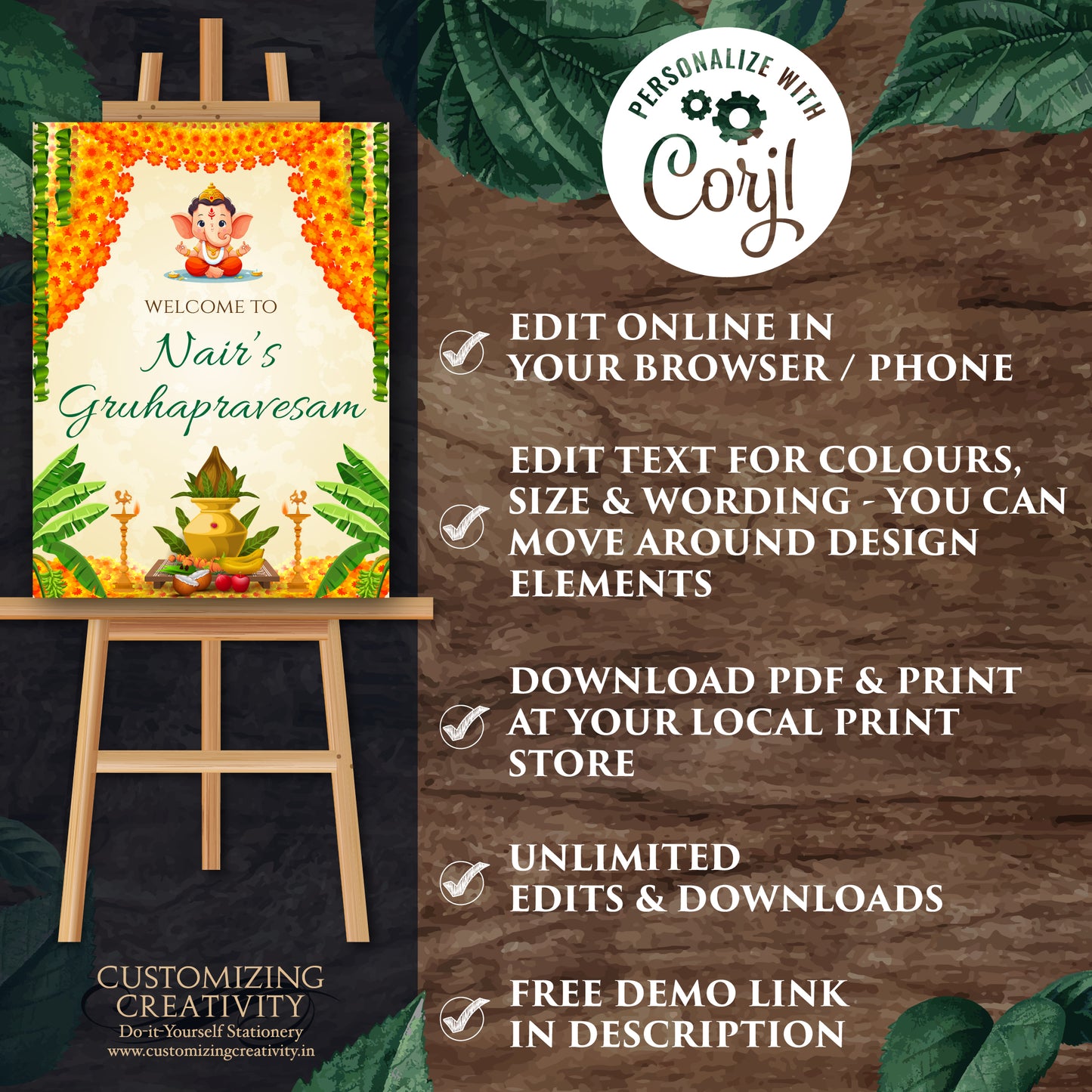 Indian Housewarming welcome signs Gruhapravesham signs, Grihapravesh Welcome signs & Indian Housewarming sign, Gruhapravesam Welcome sign