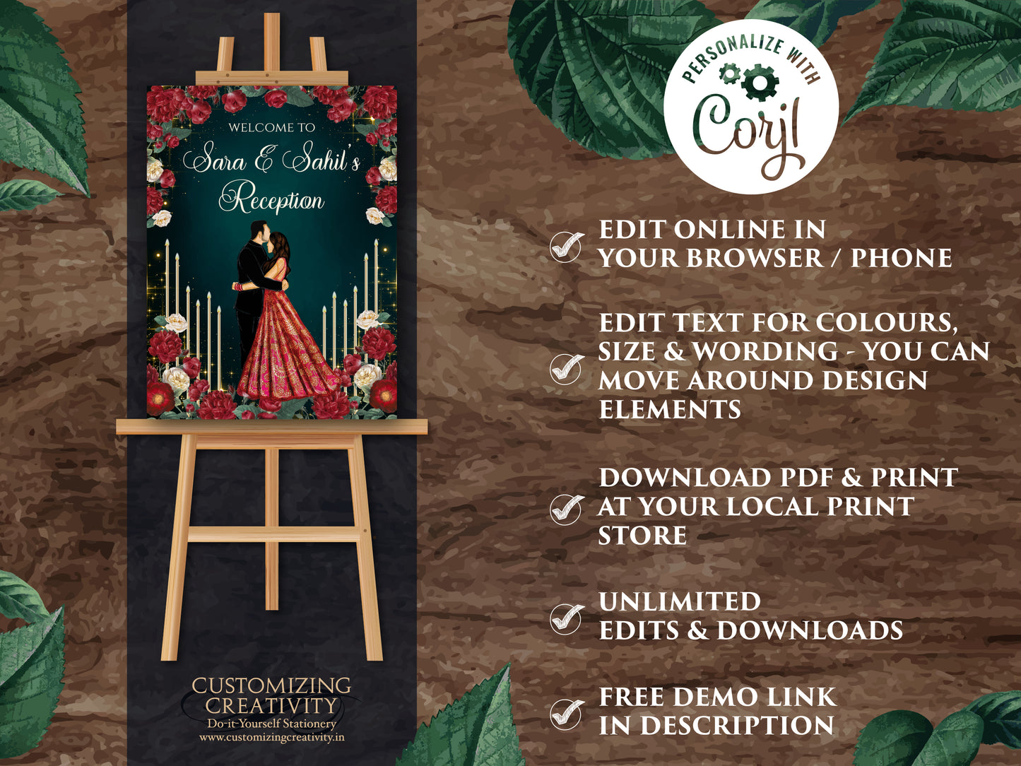 Welcome Reception sign & Indian Wedding Reception sign, Indian Reception sign as Indian Welcome sign Reception, Welcome to Reception sign