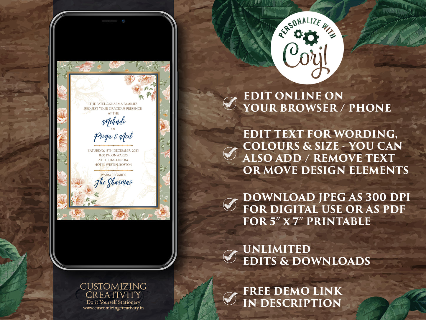 Hindu Wedding invitations as Hindu Wedding cards Indian, Indian Wedding cards Digital, Floral Indian invites & Indian Invitations Digital