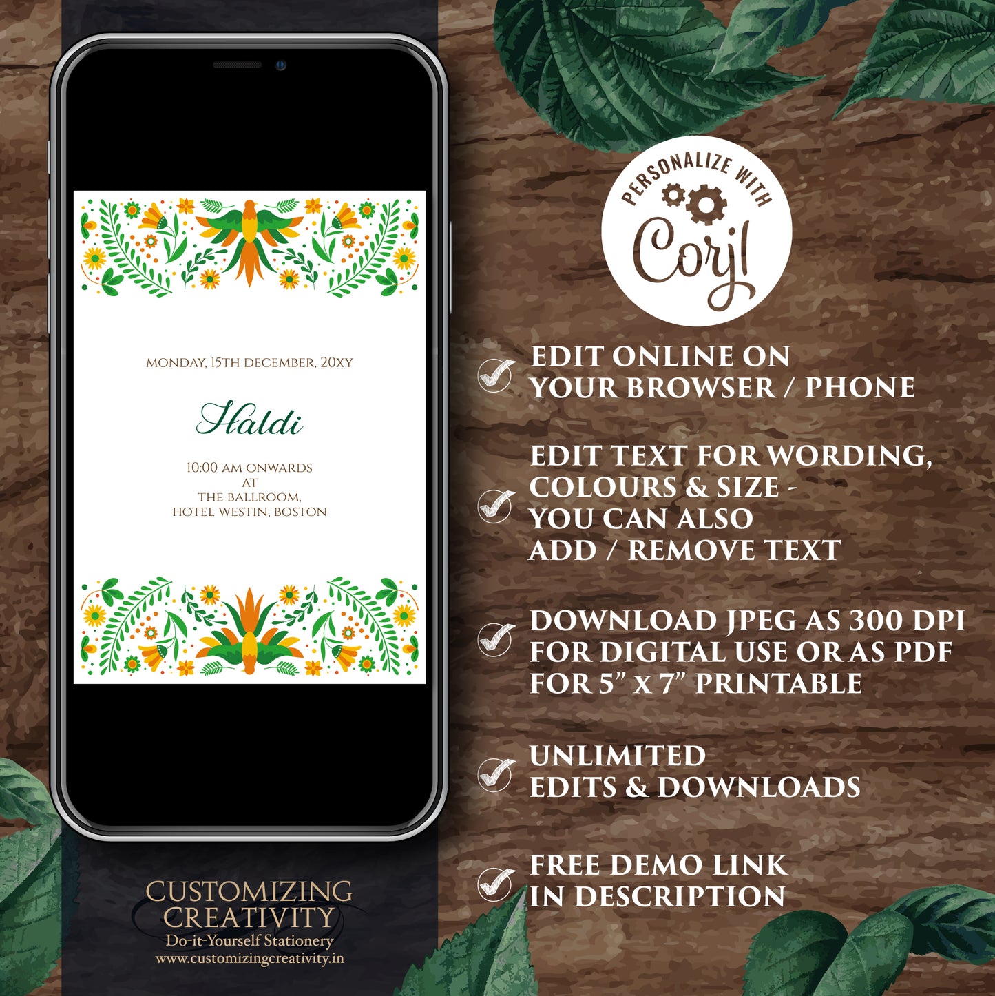 Indian wedding invite Gujarati Kankotri, Digital Hindu Wedding card & Indian Wedding invitation, Hindu invitation as Hindu wedding invite