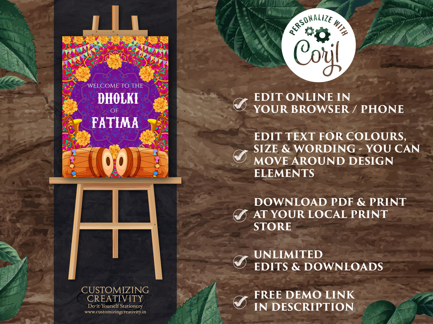 Dholki decorations & Dholki Welcome Signs, Muslim Dholki signs as Dholki Decor sign, Muslim Wedding signs as Dholki Night Signs, Dholak sign