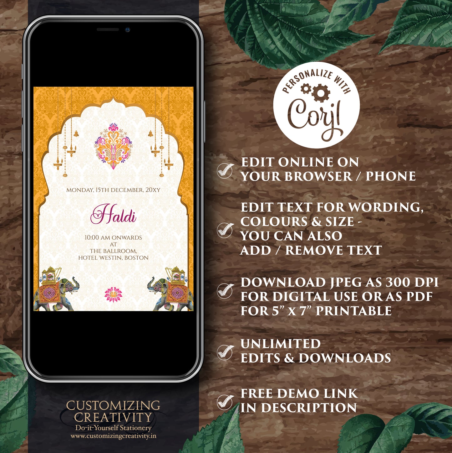 Digital Hindu Wedding card Indian Wedding invitation, Indian wedding invite & Gujarati Kankotri, Hindu invitation as Hindu wedding invite