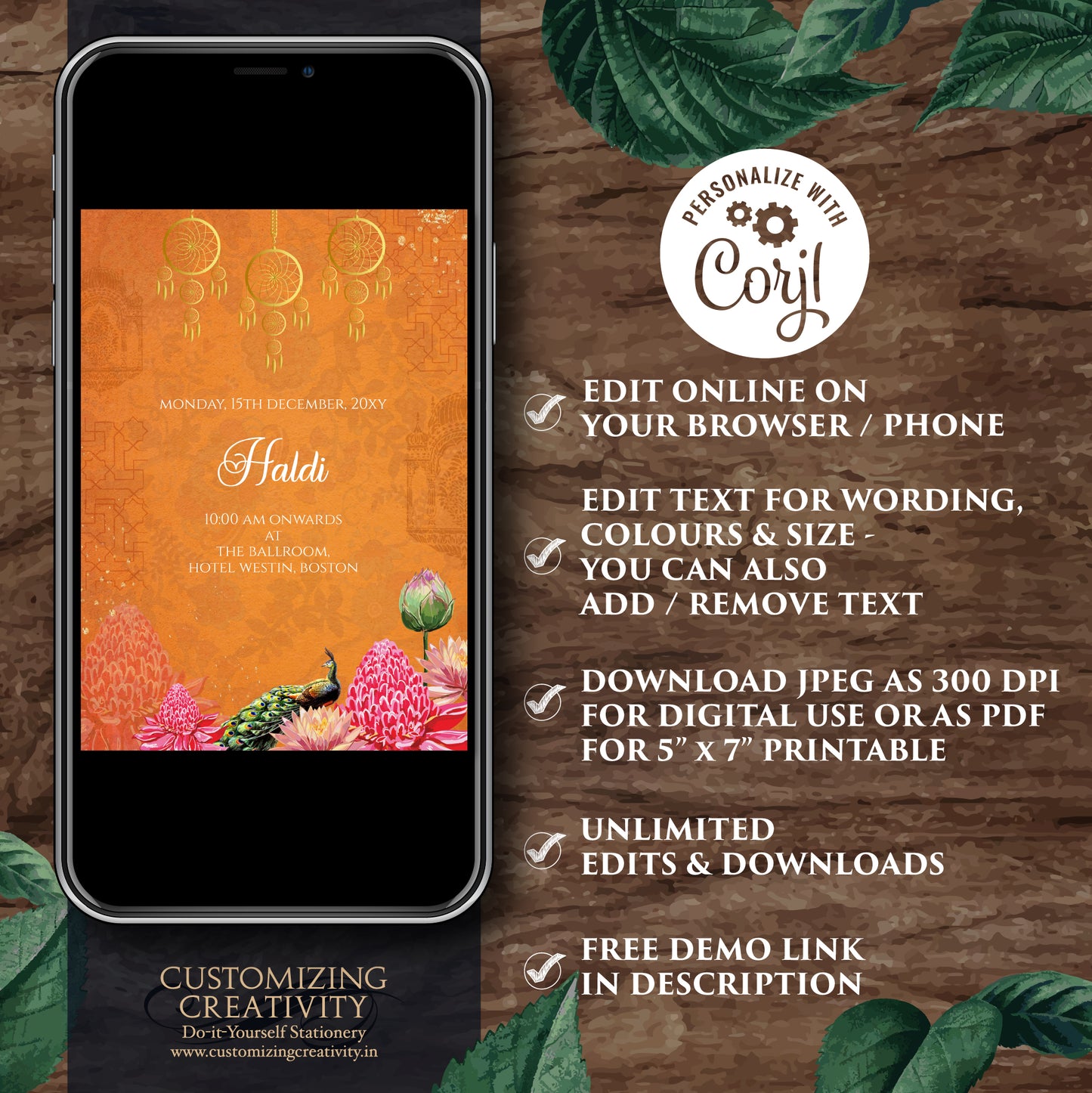 Indian wedding invite Gujarati Kankotri, Digital Hindu Wedding card & Indian Wedding invitation, Hindu invitation as Hindu wedding invite
