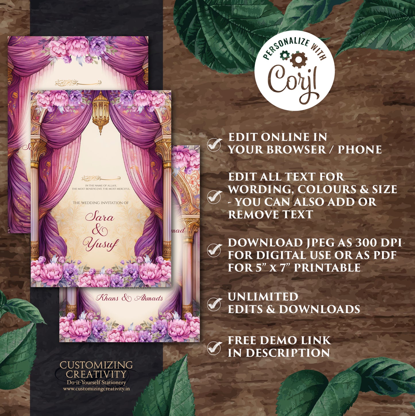 Digital Nikkah invitations Muslim wedding Invites, Digital Islamic Wedding Invitations & Muslim wedding cards as Digital Nikkah invites