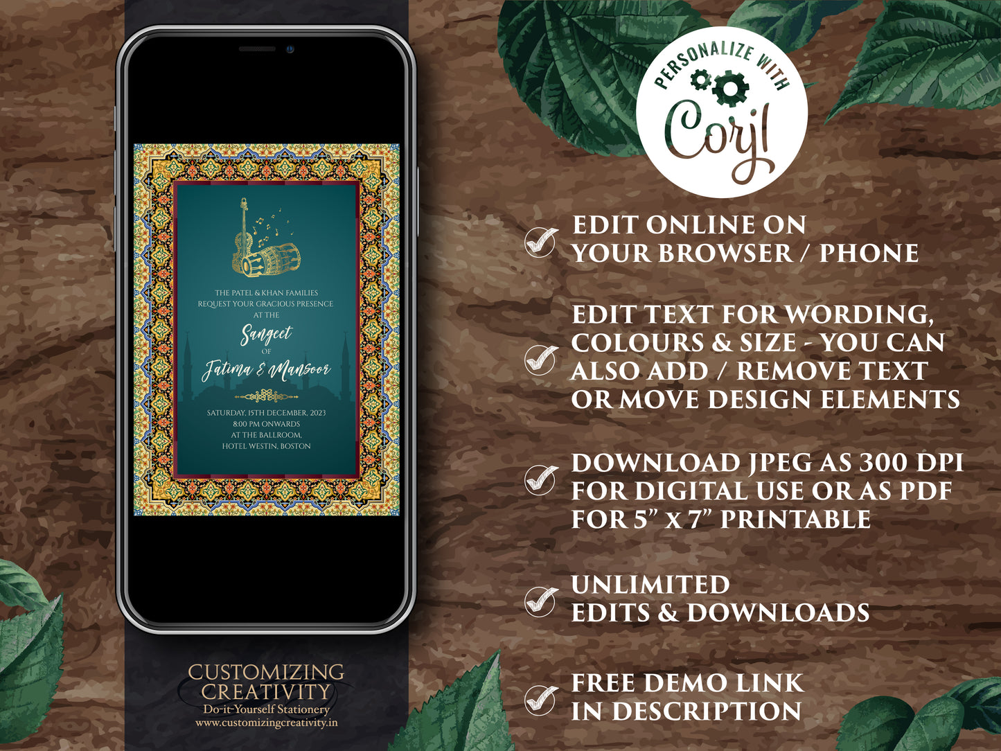 Digital Muslim Invitation Islamic & Nikkah Invitation, Pakistani Wedding Invitation as Digital Nikah Invite, Muslim Nikkah cards Pakistani