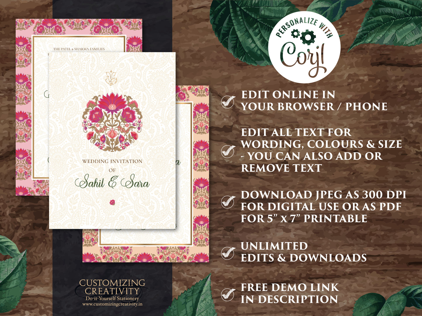 Digital Indian wedding invitation & Hindu Wedding cards, Indian wedding card as Hindu Wedding invite, Hindu Wedding Invitation Indian invite