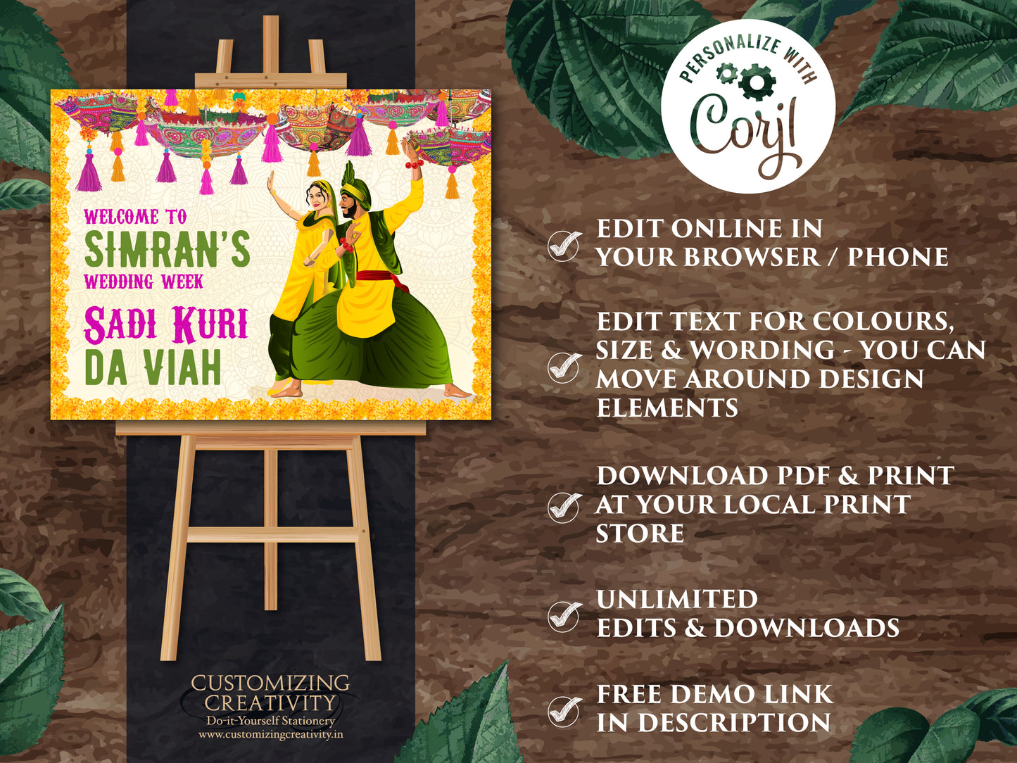 Sadi Kuri da Viah & Punjabi Wedding sign, Sikh Welcome sign as Sikh Wedding Welcome sign, Punjabi Welcome Home sign as Punjabi Welcome sign