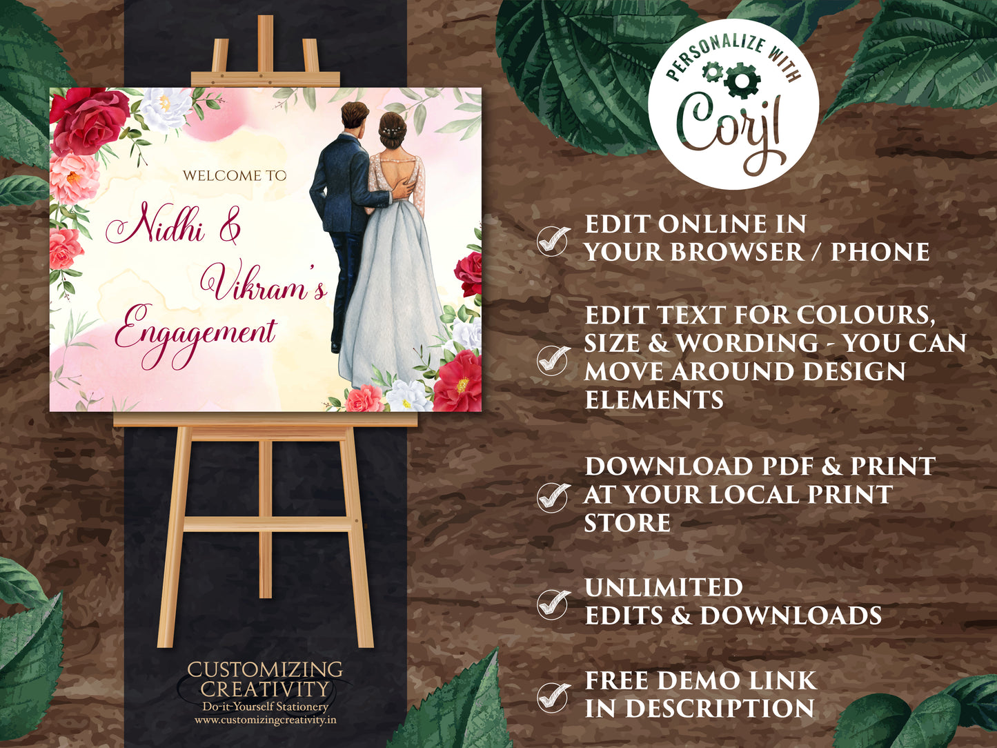 Engagement Welcome sign, Roka Ceremony sign & Punjabi Engagement Signs, Ring Ceremony Welcome Signs as Welcome Engagement sign, Rokha signs