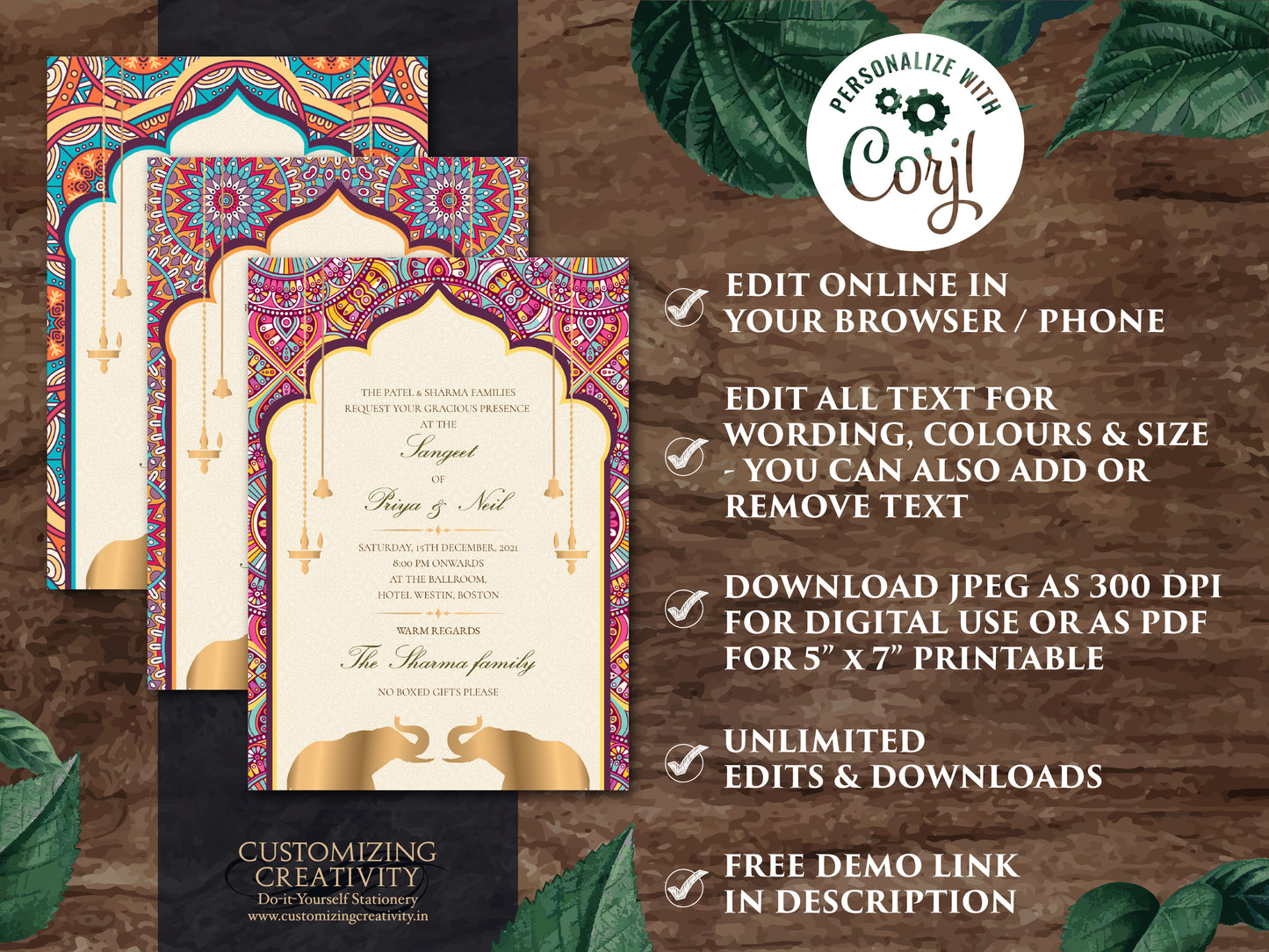 Elephant invitations Mandala as Indian invites Elephant, Indian Wedding cards as Elephant Wedding Invite Mandala, Invites Indian Elephants