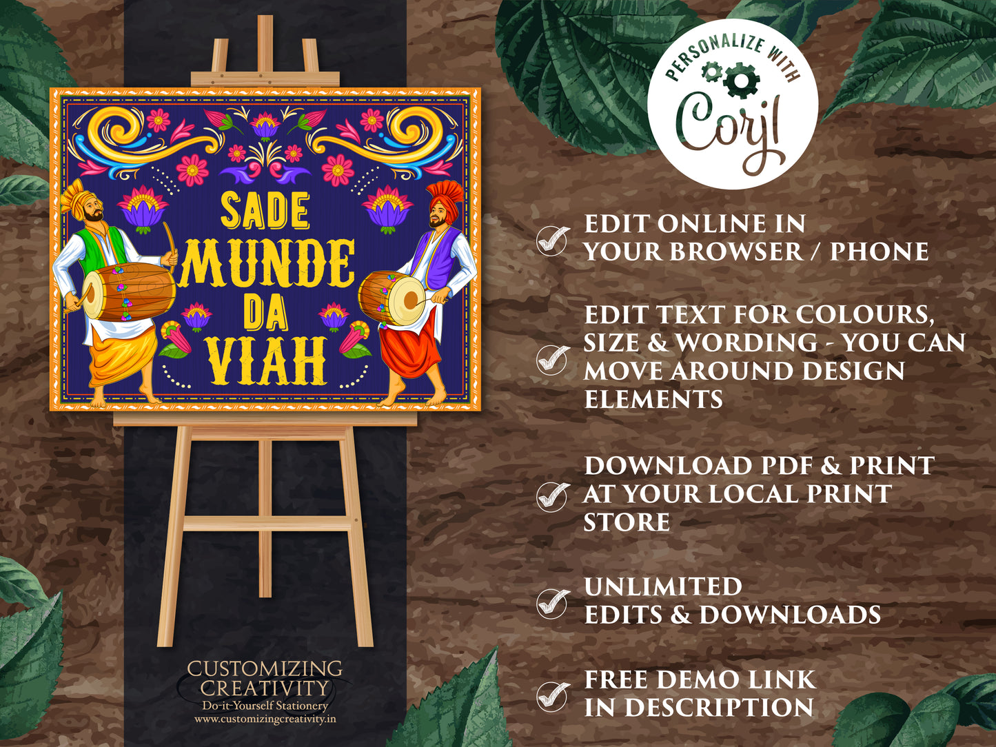 Sade Munde da Viah Punjabi Wedding sign, Viah wala ghar Sikh Wedding Welcome sign & Punjabi Welcome sign as Punjabi Wedding welcome sign