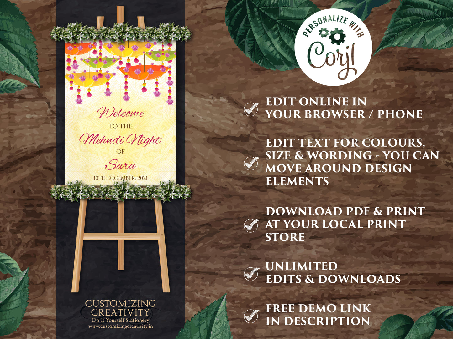 Mehndi Welcome Signs as Mehndi Signs, Indian Welcome sign as Hindu Wedding sign as Mendhi signage, Mehndi decor signs, Jaggo & Maiyaan Sign