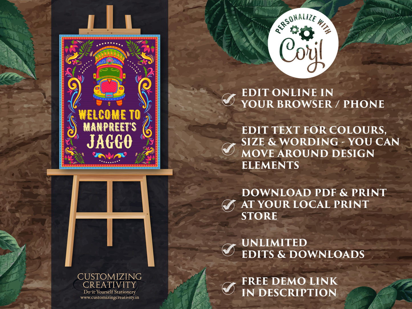 Jaggo Welcome Signs as Punjabi Art sign decor, Jaggo signs Indian Truck Art signage as Bollywood Poster sign, Jago sign as Bollywood signs