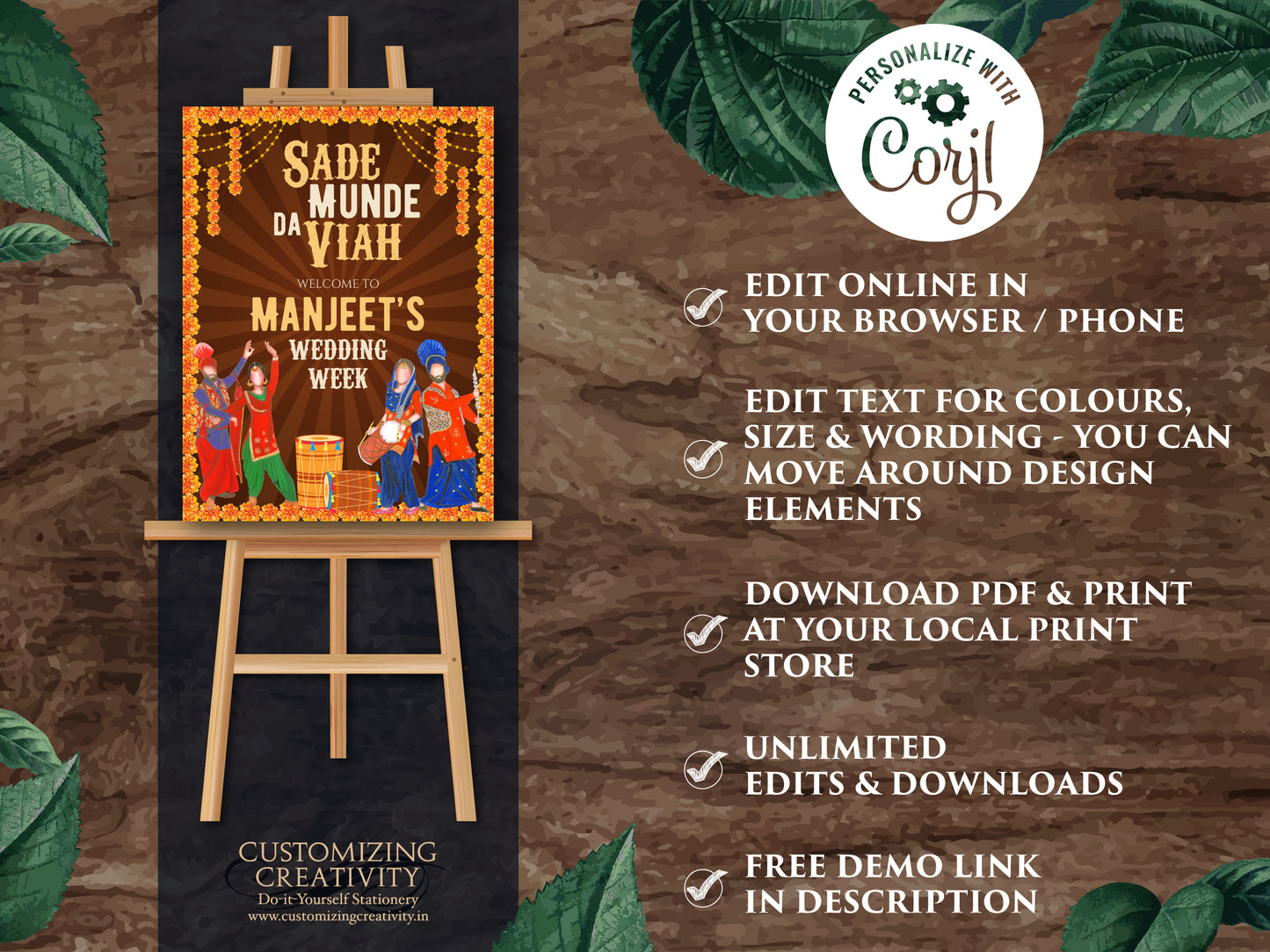 Sade Munde da Viah, Punjabi Welcome signs & Sikh Welcome signs, Punjabi Wedding signs as Punjabi decor sign, Punjabi Entry sign Sikh Wedding
