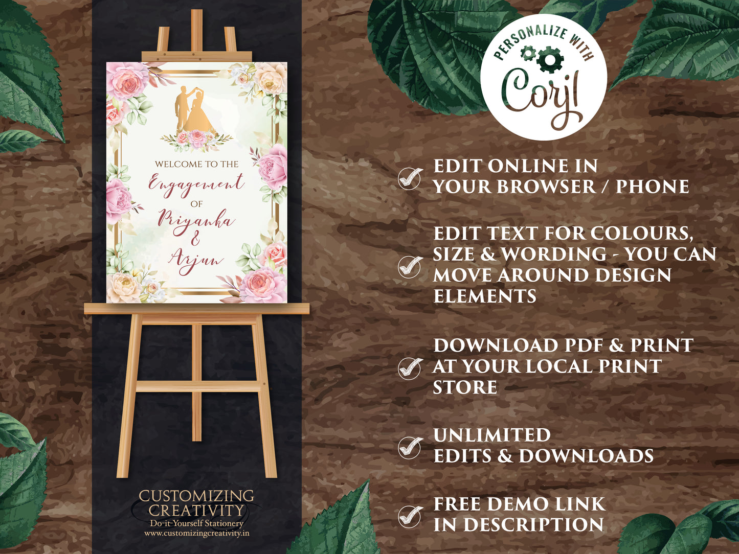 Ring Ceremony sign & Indian Engagement Sign, Engagement Welcome sign as Ring Ceremony Welcome Signs, Welcome Engagement sign as Roka signs