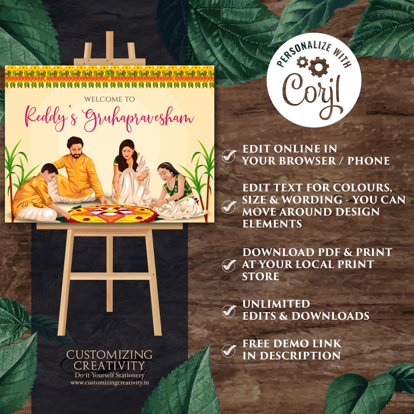 Indian Housewarming sign Grihapravesh Welcome signs, Gruhapravesam Welcome sign & Gruhapravesam signs, Indian Housewarming welcome signs