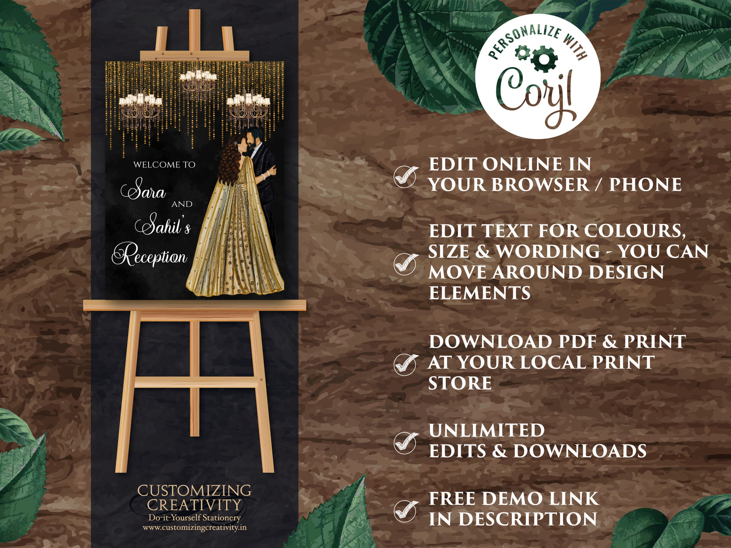Indian Reception sign & Indian Wedding Reception sign, Indian Reception Welcome signs as Welcome to Reception sign, Indian Reception signage